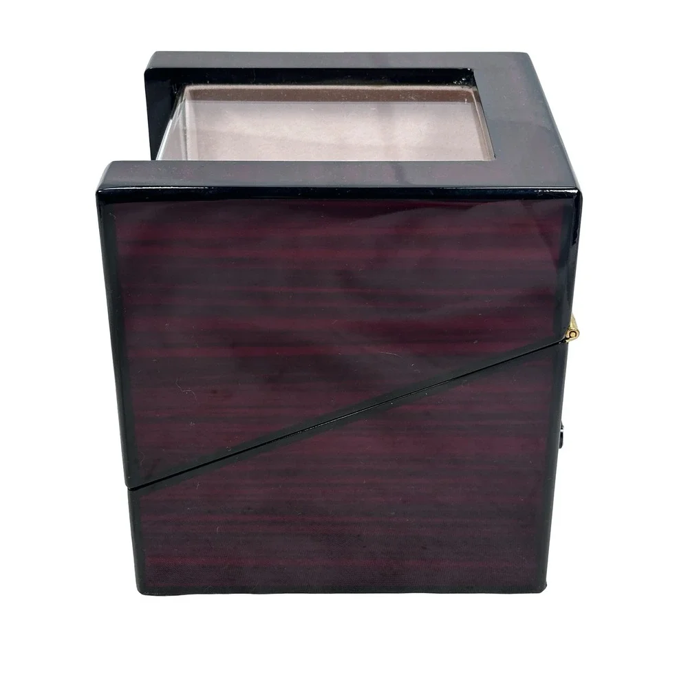 Kendal Single Automatic Watch Winder Dark Cherry Wood Glass Box NO KEY